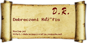 Debreczeni Ráfis névjegykártya